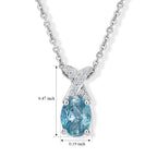 D'Joy - Blue Zircon & White Zircon X-Motif Solitaire Pendant with Chain (Size 20) in Rhodium Overlay Sterling Silver 1.30 Ct._4508792_4