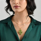 D'Joy - Natural Chrome Diopside & Peridot Pendant with Chain (Size 20) in 18K Vermeil Yellow Gold Plated Sterling Silver 10.70 Ct._4509008_2