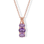 D'Joy - AAA Rose De France Amethyst Trilogy Pendant in Rose Gold Plated Sterling Silver with Chain (Size 20) 1.60 Ct._4509024