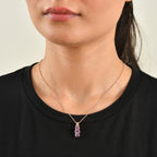 D'Joy - AAA Rose De France Amethyst Trilogy Pendant in Rose Gold Plated Sterling Silver with Chain (Size 20) 1.60 Ct._4509024_1