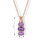 D'Joy - AAA Rose De France Amethyst Trilogy Pendant in Rose Gold Plated Sterling Silver with Chain (Size 20) 1.60 Ct._4509024_4