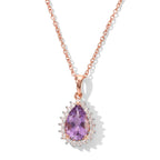 D'Joy - Rose De France Amethyst & White Zircon Pendant in Rose Gold Plated Sterling Silver with Chain (Size 20) 3.30 Ct._4509026