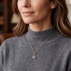 D'Joy - Rose De France Amethyst & White Zircon Pendant in Rose Gold Plated Sterling Silver with Chain (Size 20) 3.30 Ct._4509026_1