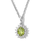 D'Joy - Peridot & White Zircon Pendant in Platinum Overlay Sterling Silver with Chain (Size 20) 1.63 Ct._4509043