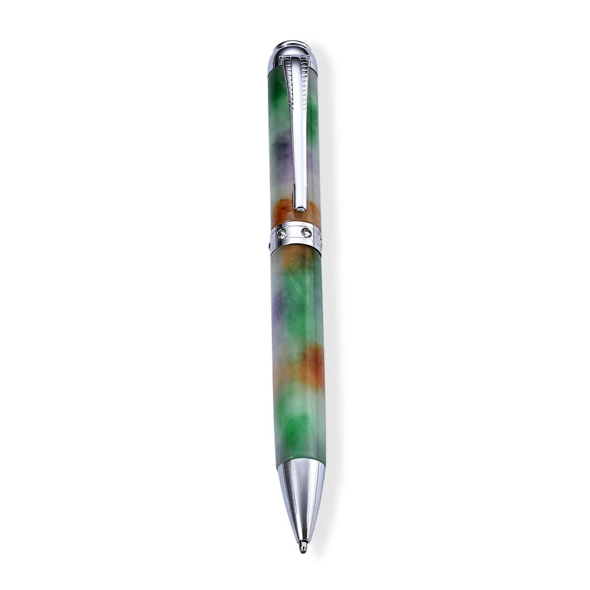 Set of 2 - Multi Jade &amp; White Glass Pen with Stretchable Bracelet (Size - 7.5) 300.00 Ct. 4509241 3