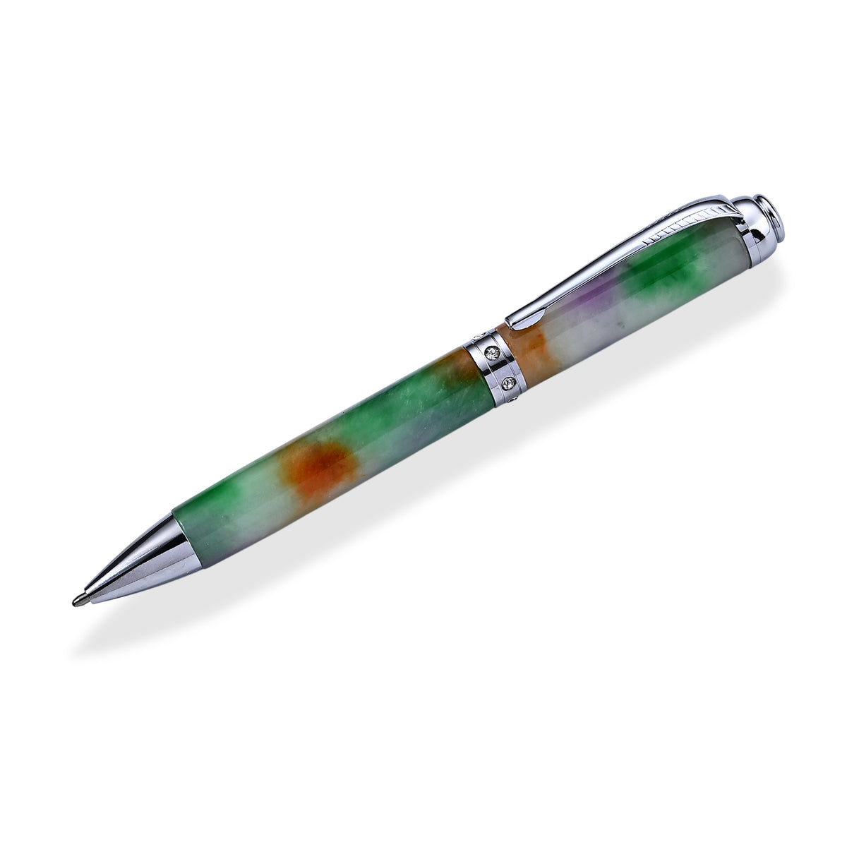 Set of 2 - Multi Jade &amp; White Glass Pen with Stretchable Bracelet (Size - 7.5) 300.00 Ct. 4509241 4