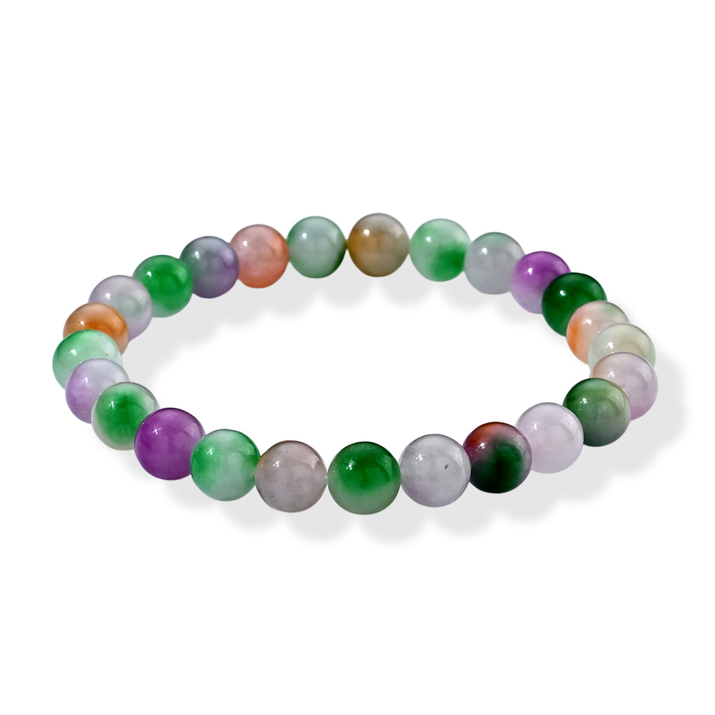 Set of 2 - Multi Jade & White Glass Pen with Stretchable Bracelet (Size - 7.5) 300.00 Ct._4509241_4
