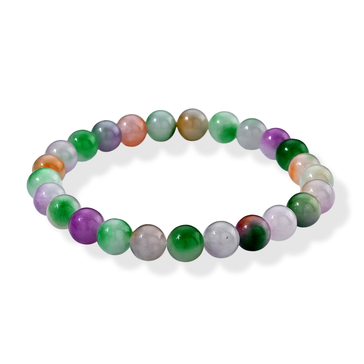 Set of 2 - Multi Jade &amp; White Glass Pen with Stretchable Bracelet (Size - 7.5) 300.00 Ct. 4509241 5