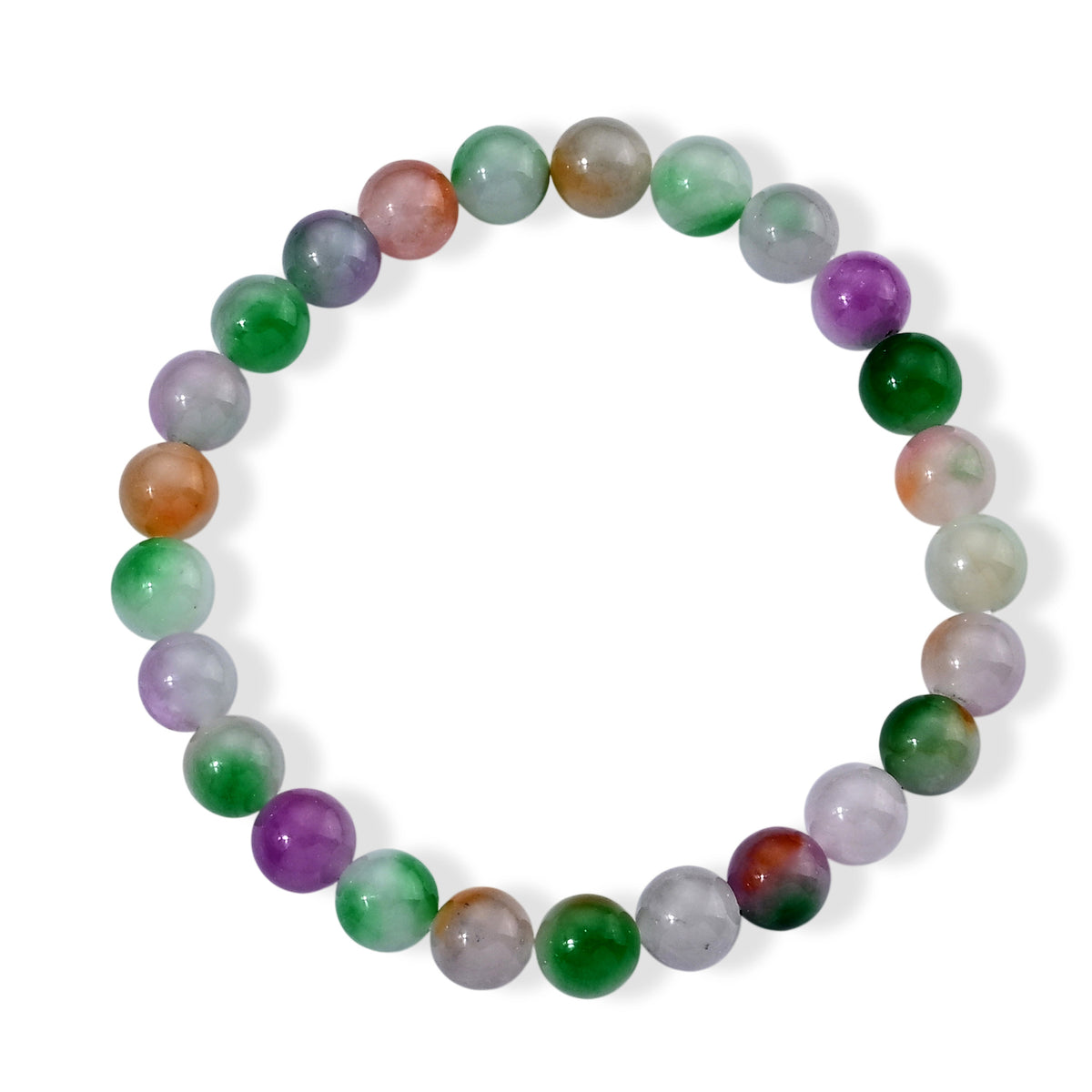 Set of 2 - Multi Jade &amp; White Glass Pen with Stretchable Bracelet (Size - 7.5) 300.00 Ct. 4509241 6