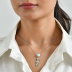GP - Larimar & Blue Sapphire Pendant in Rhodium Overlay Sterling Silver with Chain (Size 20) 2.35 Ct._4509287_1