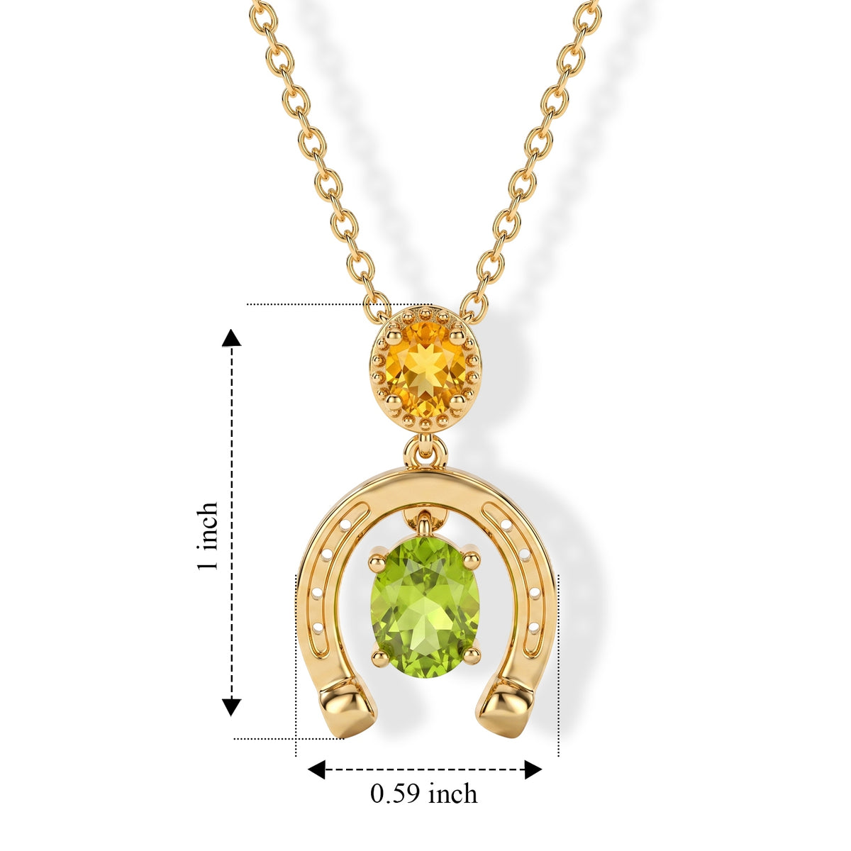 D'Joy - Natural Hebei Peridot &amp; Citrine Horseshoe Pendant in Yellow Gold Plated Sterling Silver with Chain (Size 20) 1.70 Ct. V32513018 5