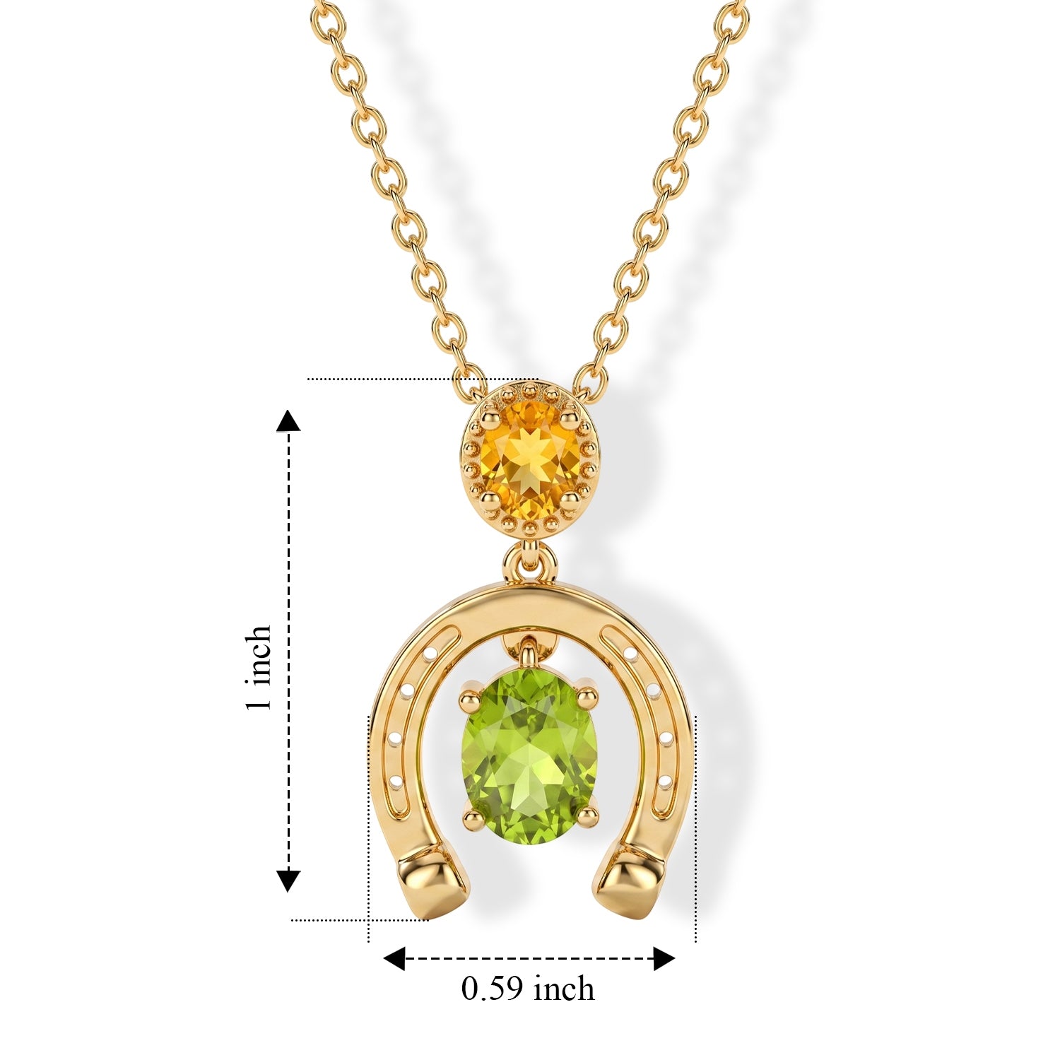 D'Joy - Natural Hebei Peridot &amp; Citrine Horseshoe Pendant in Yellow Gold Plated Sterling Silver with Chain (Size 20) 1.70 Ct. V32513018 5