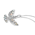 D'Joy - Ethiopian Opal & Black Spinel Pendant with Chain (Size 20) in Rhodium Overlay Sterling Silver 1.25 Ct._4509319_3