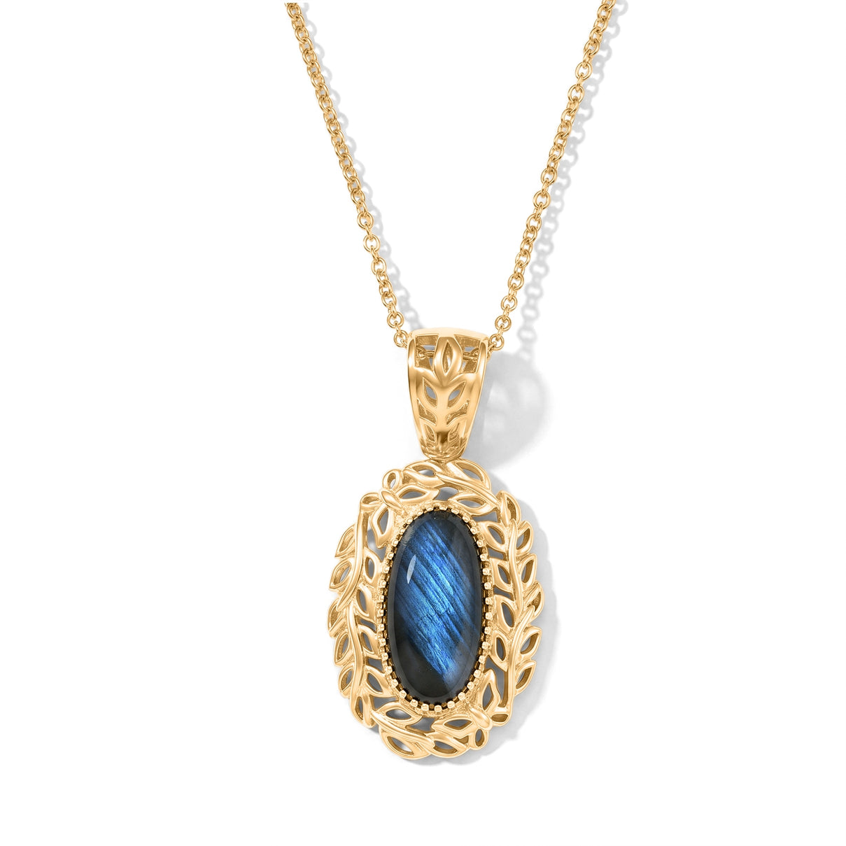 EverTrue - Labradorite Solitaire Pendant with Chain (Size 20) in Yellow Gold Tone 7.30 Ct. 4509518 0