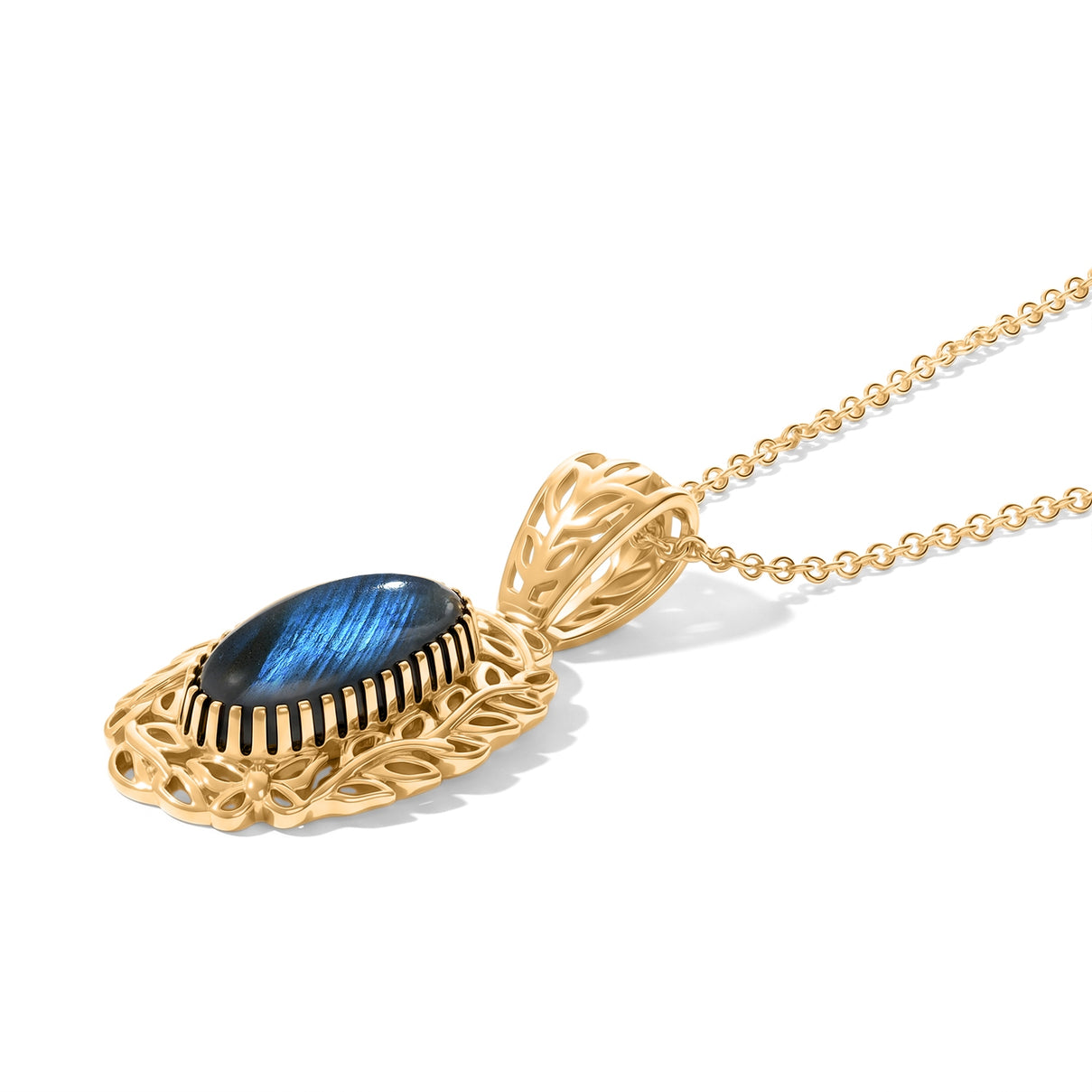 EverTrue - Labradorite Solitaire Pendant with Chain (Size 20) in Yellow Gold Tone 7.30 Ct. 4509518 4