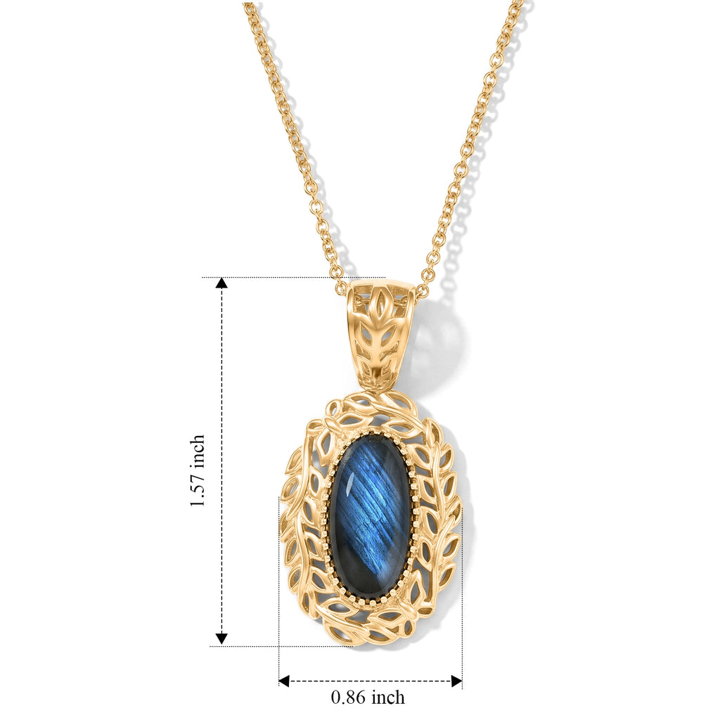 Labradorite Pendant with Chain (Size 20) Stainless Steel  7.250  Ct._4509518_4