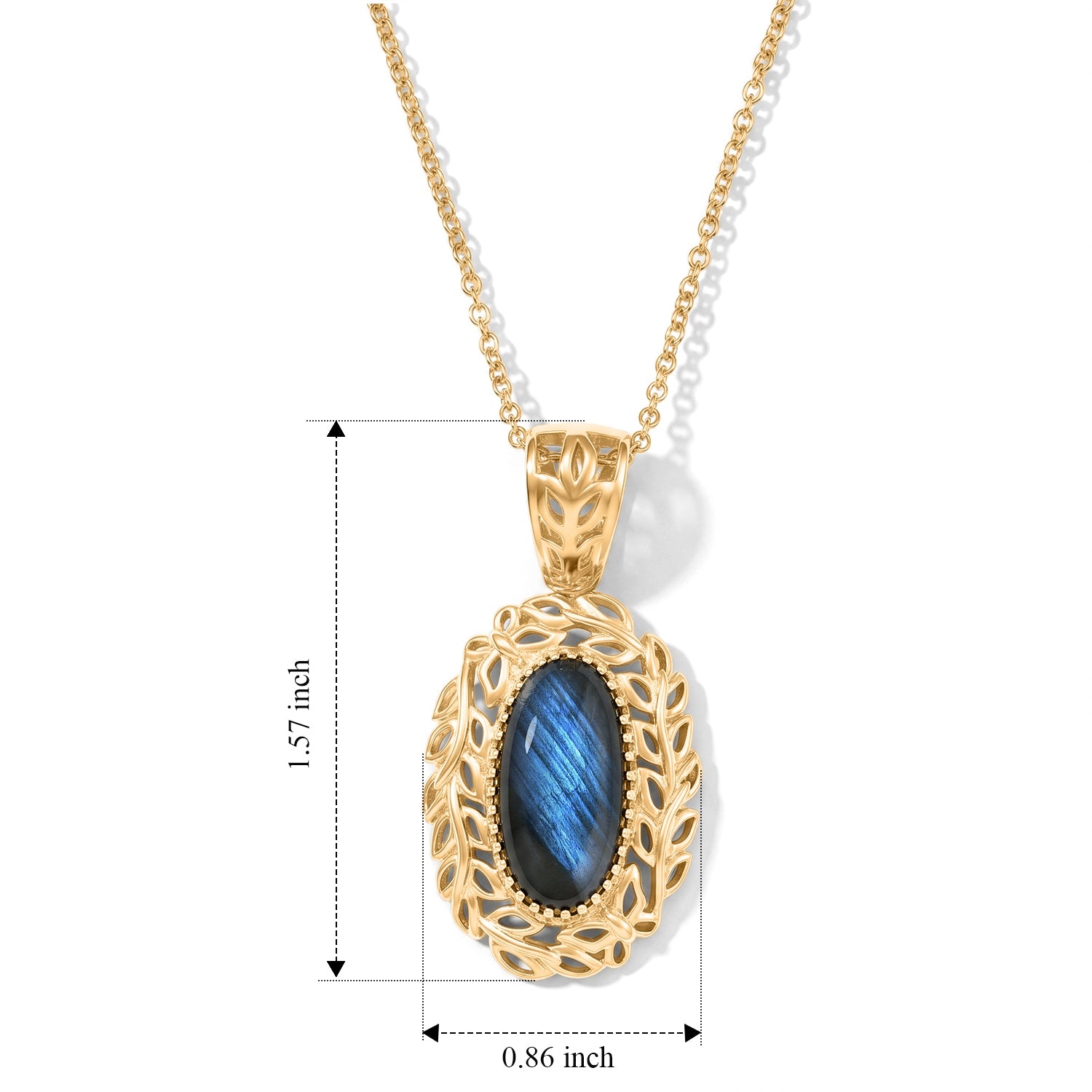 EverTrue - Labradorite Solitaire Pendant with Chain (Size 20) in Yellow Gold Tone 7.30 Ct. 4509518 5
