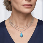 Blue Turquoise,  Lab Grown Blue Diamond,  Lab Grown Diamond Pendant with Chain (Size 20) in Rhodium Overlay Sterling Silver 0.50 ct  2.470  Ct._4509653_2