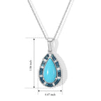 Blue Turquoise,  Lab Grown Blue Diamond,  Lab Grown Diamond Pendant with Chain (Size 20) in Rhodium Overlay Sterling Silver 0.50 ct  2.470  Ct._4509653_4