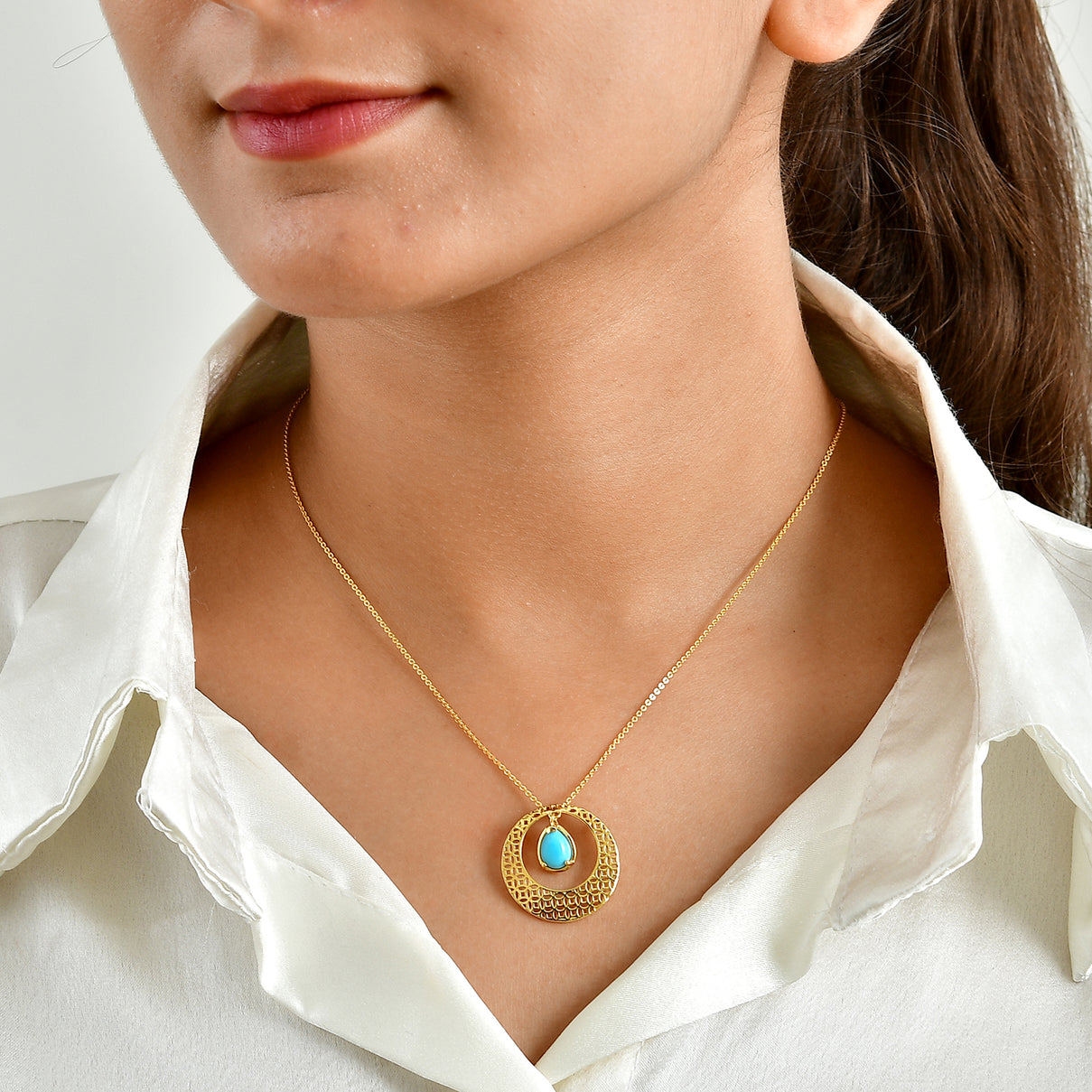 Blue Turquoise Pendant with Chain (Size 20)  Sterling Silver  1.080  Ct. 4509853 1