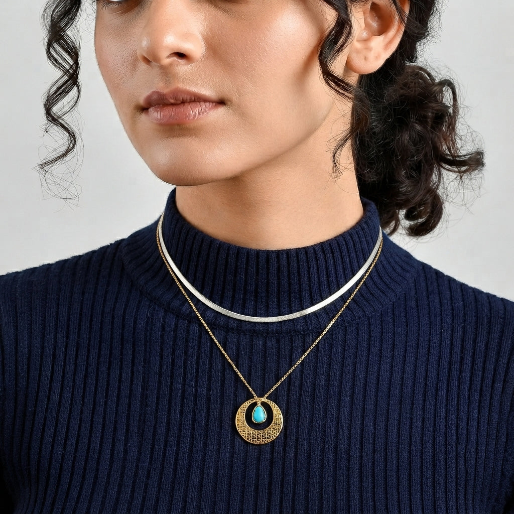 Blue Turquoise Pendant with Chain (Size 20)  Sterling Silver  1.080  Ct. 4509853 2
