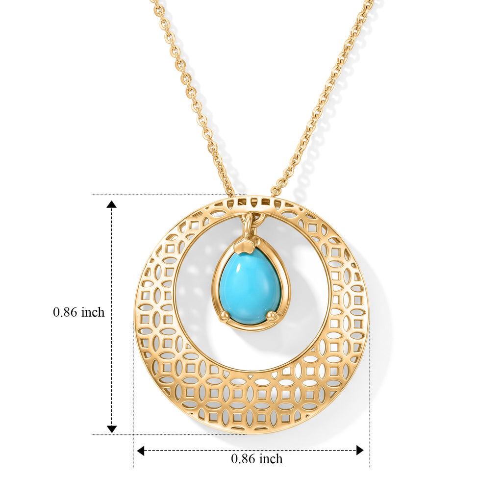 Blue Turquoise Pendant with Chain (Size 20)  Sterling Silver  1.080  Ct._4509853_4