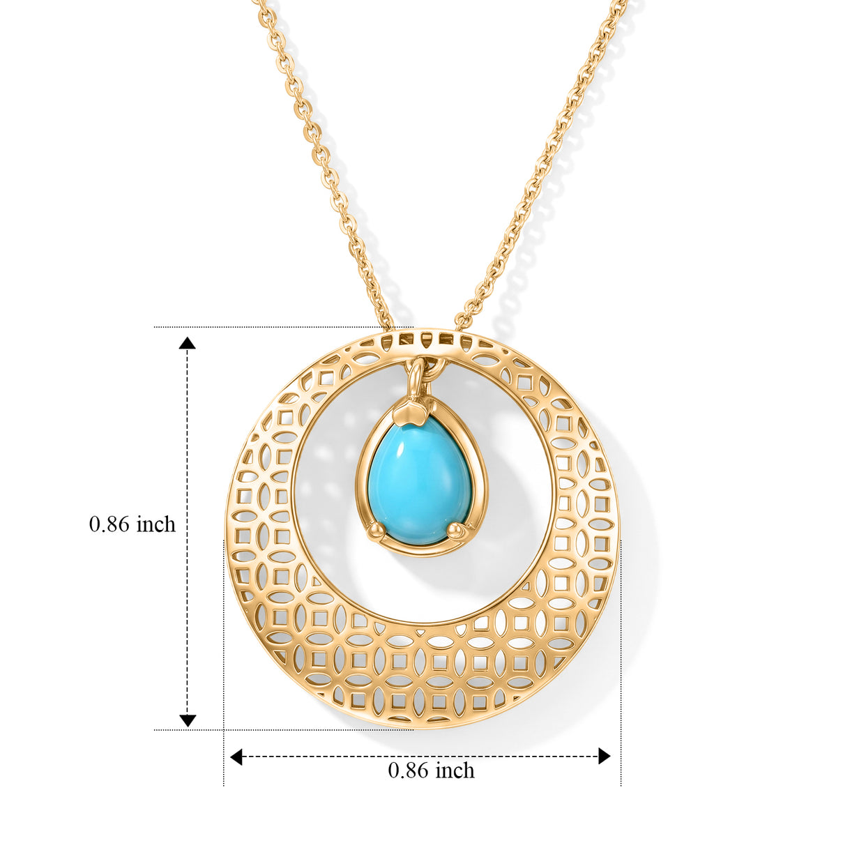 Blue Turquoise Pendant with Chain (Size 20)  Sterling Silver  1.080  Ct. 4509853 4