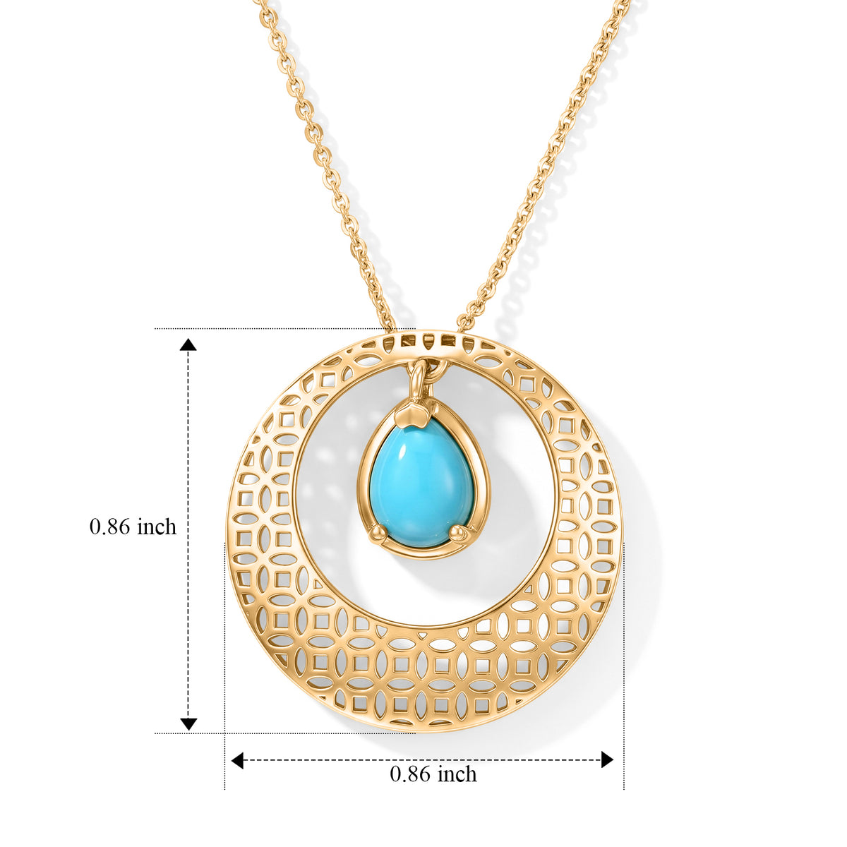 Blue Turquoise Pendant with Chain (Size 20)  Sterling Silver  1.080  Ct. 4509853 4