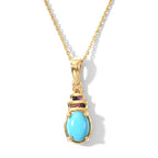D'Joy - Natural Sleeping Beauty Turquoise & Multi Sapphire Pendant with Chain (Size 20) in Yellow Gold Plated Sterling Silver 1.30 Ct._4509906