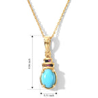 D'Joy - Natural Sleeping Beauty Turquoise & Multi Sapphire Pendant with Chain (Size 20) in Yellow Gold Plated Sterling Silver 1.30 Ct._4509906_4