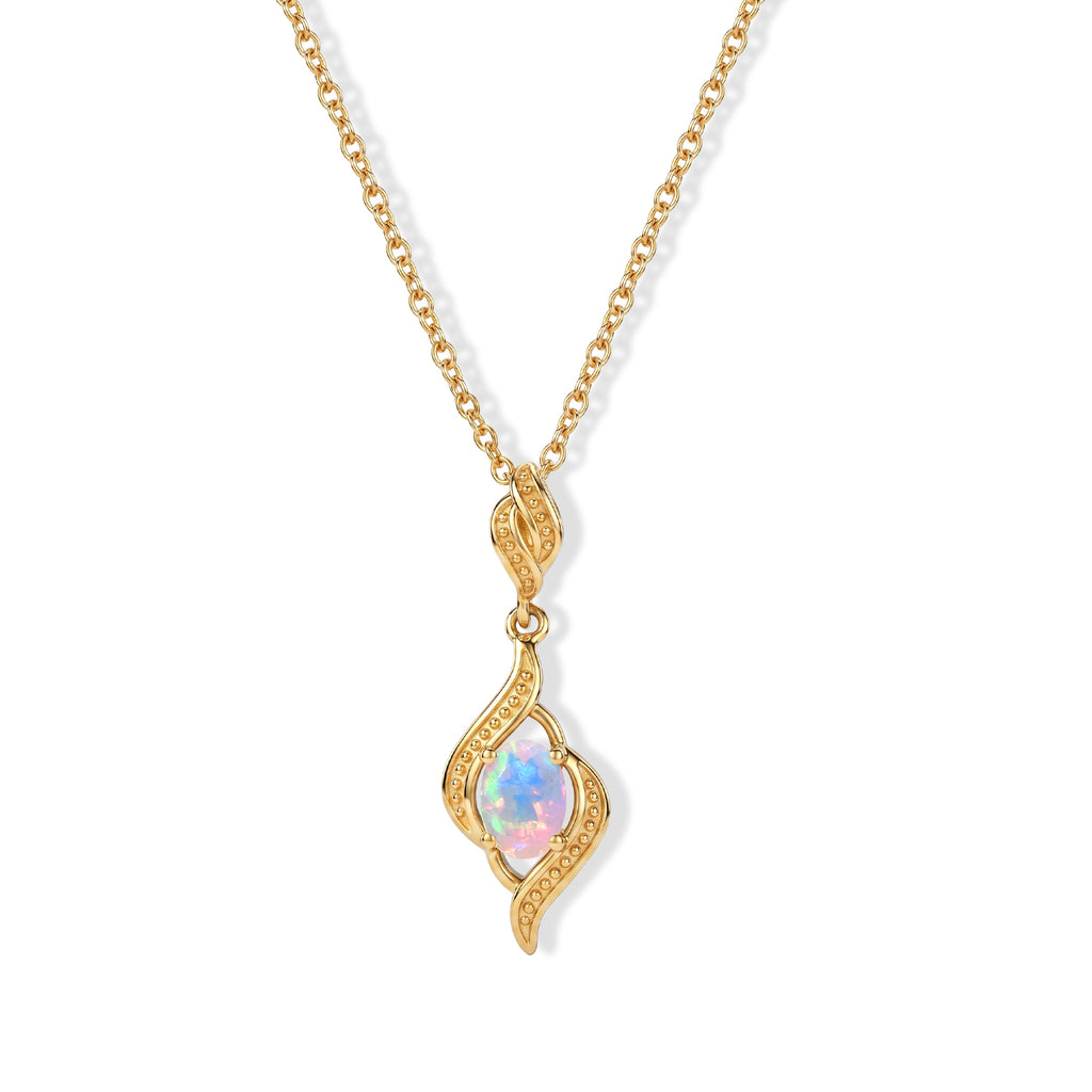 D'Joy - Ethiopian Opal Solitaire Pendant in Yellow Gold Plated with Chain (Size 20)_4509983