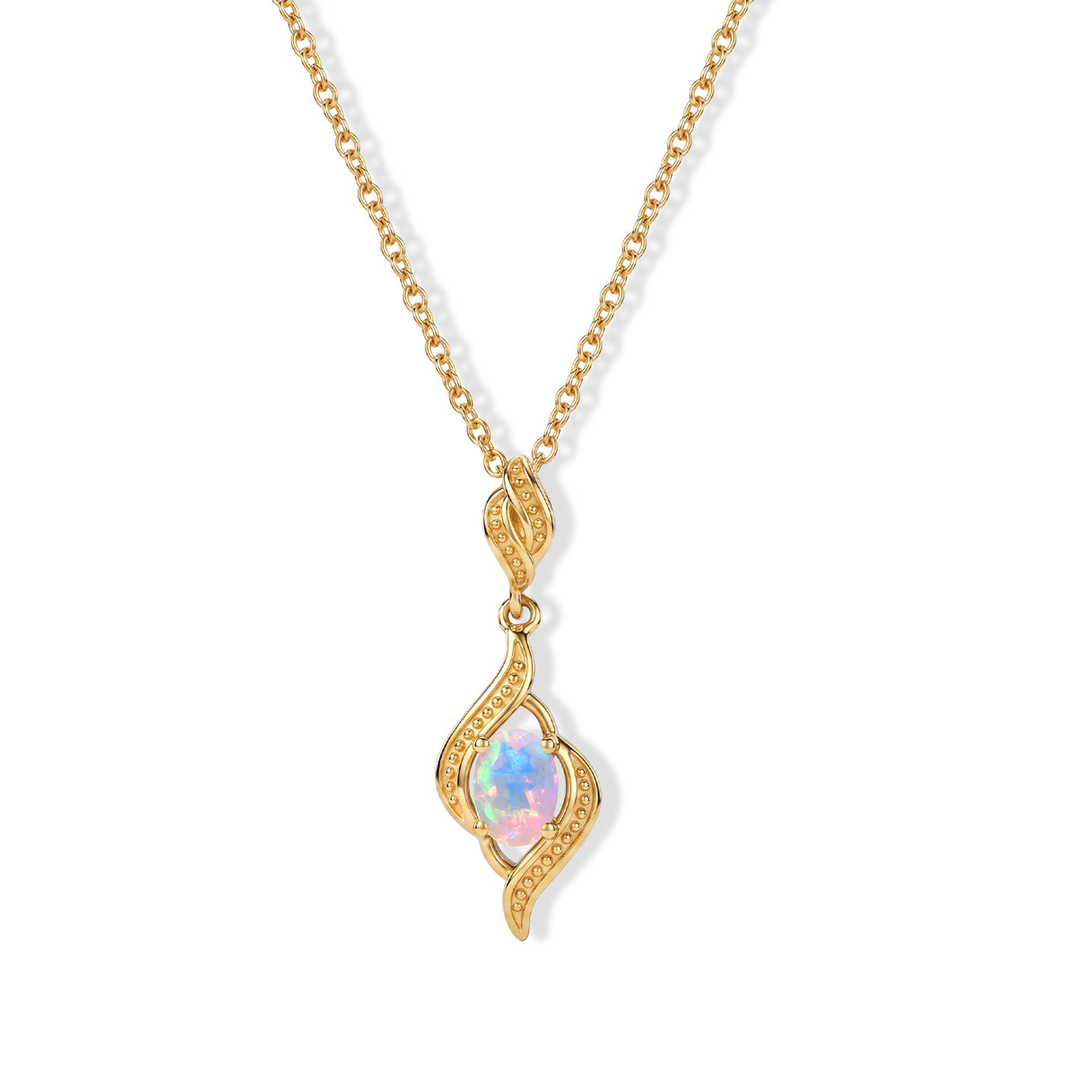 D'Joy - Ethiopian Opal Solitaire Pendant in Yellow Gold Plated with Chain (Size 20) 4509983 0