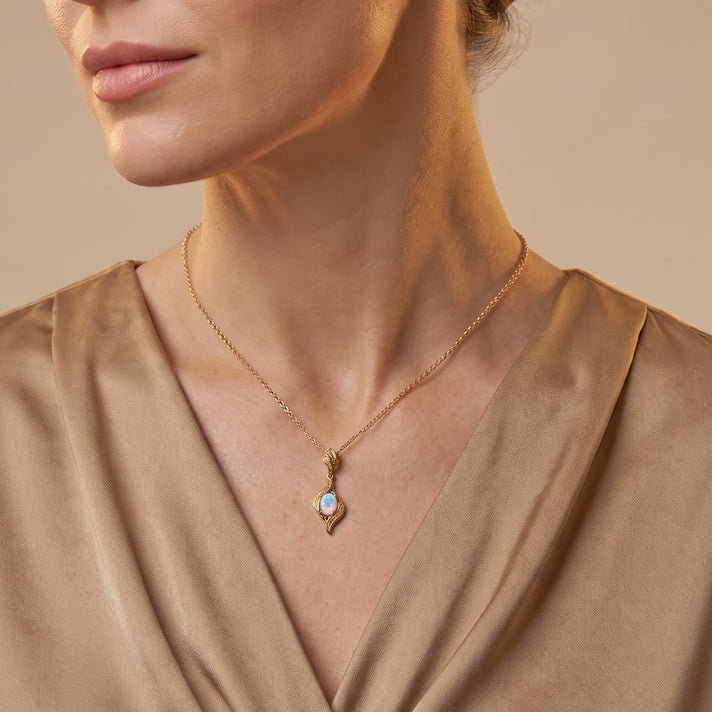 D'Joy - Ethiopian Opal Solitaire Pendant in Yellow Gold Plated with Chain (Size 20) 4509983 2