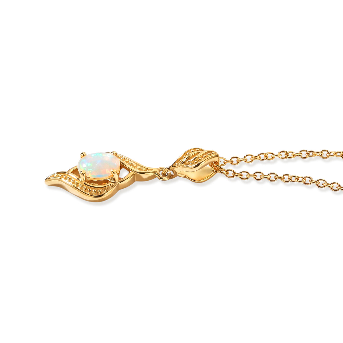 D'Joy - Ethiopian Opal Solitaire Pendant in Yellow Gold Plated with Chain (Size 20) 4509983 3