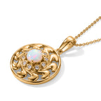 D'Joy - Ethiopian Opal & White Zircon Pendant with Chain (Size 20) in Yellow Gold Plated Sterling Silver_4509989_3