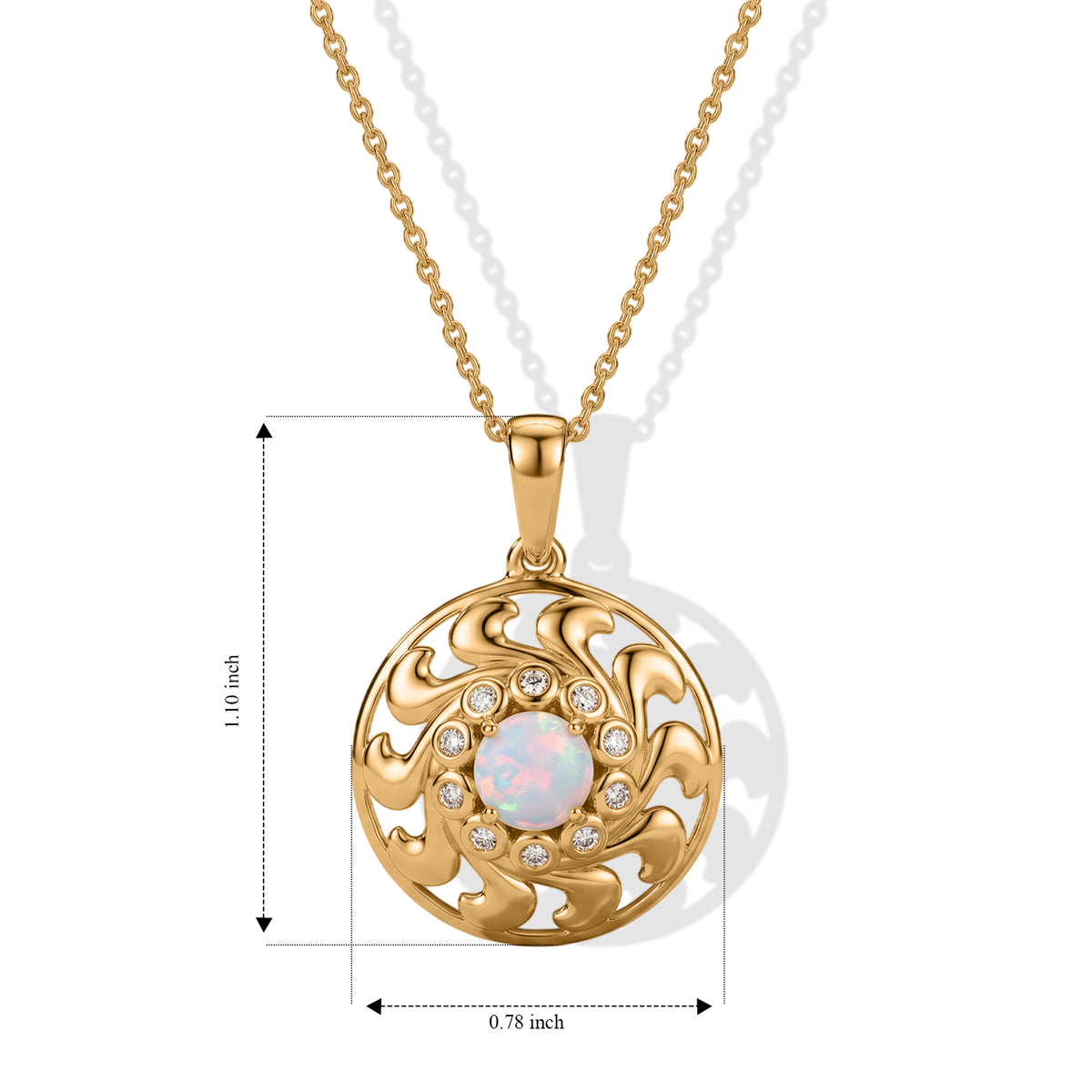 D'Joy - Ethiopian Opal &amp; White Zircon Pendant with Chain (Size 20) in Yellow Gold Plated Sterling Silver 4509989 3