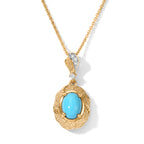 Blue Turquoise,  White Zircon Pendant with Chain (Size 20)  Sterling Silver 0.04 ct  1.120  Ct._4509995