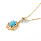 Blue Turquoise,  White Zircon Pendant with Chain (Size 20)  Sterling Silver 0.04 ct  1.120  Ct._4509995_3