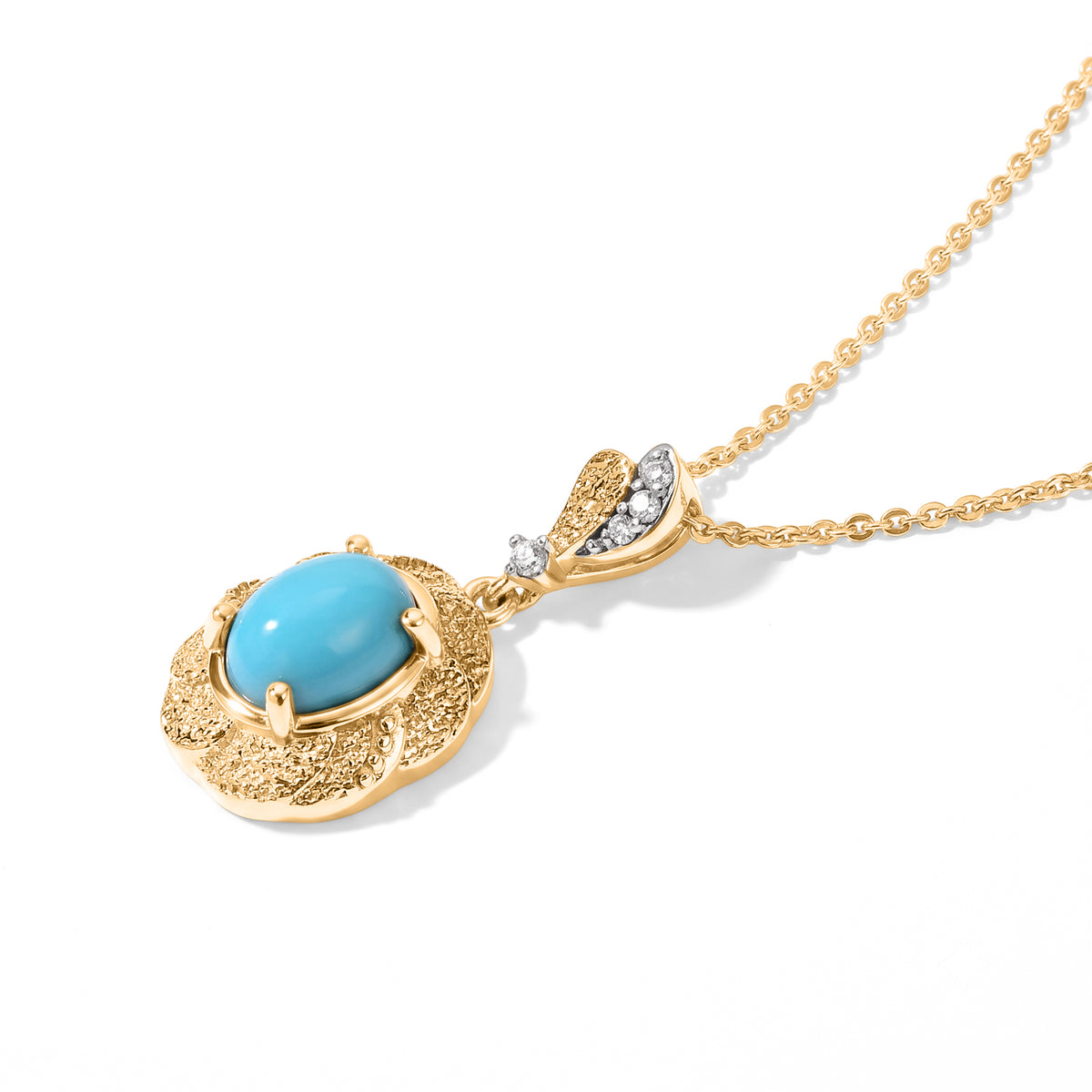 Blue Turquoise,  White Zircon Pendant with Chain (Size 20)  Sterling Silver 0.04 ct  1.120  Ct. 4509995 3
