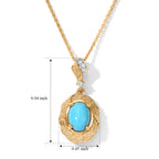 Blue Turquoise,  White Zircon Pendant with Chain (Size 20)  Sterling Silver 0.04 ct  1.120  Ct._4509995_4