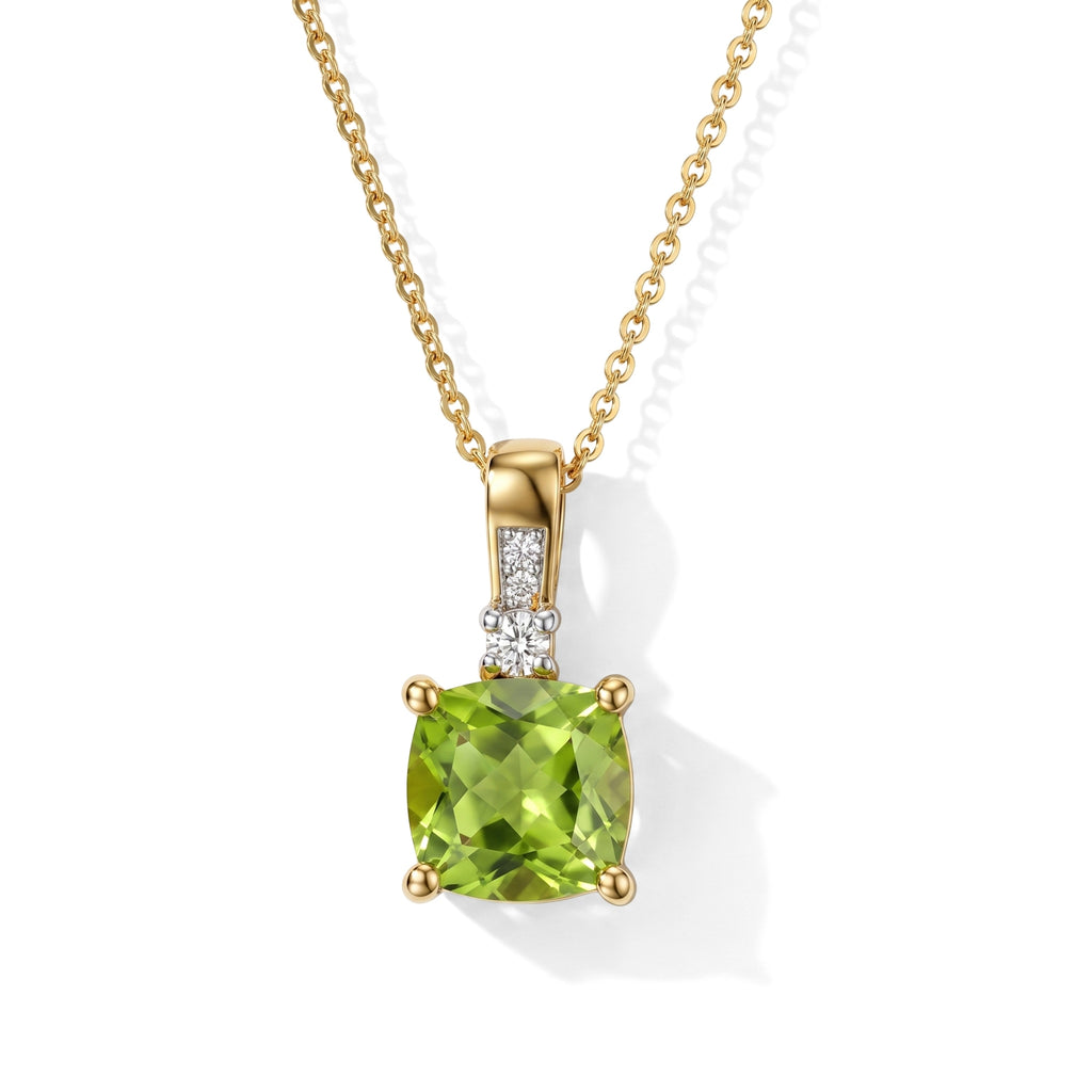 Luxuriant - Peridot & Lab Grown Diamond (SI/G-H) Pendant with Chain (Size 20) in 18K Vermeil Yellow Gold Plated Sterling Silver 2.37 Ct._4510660