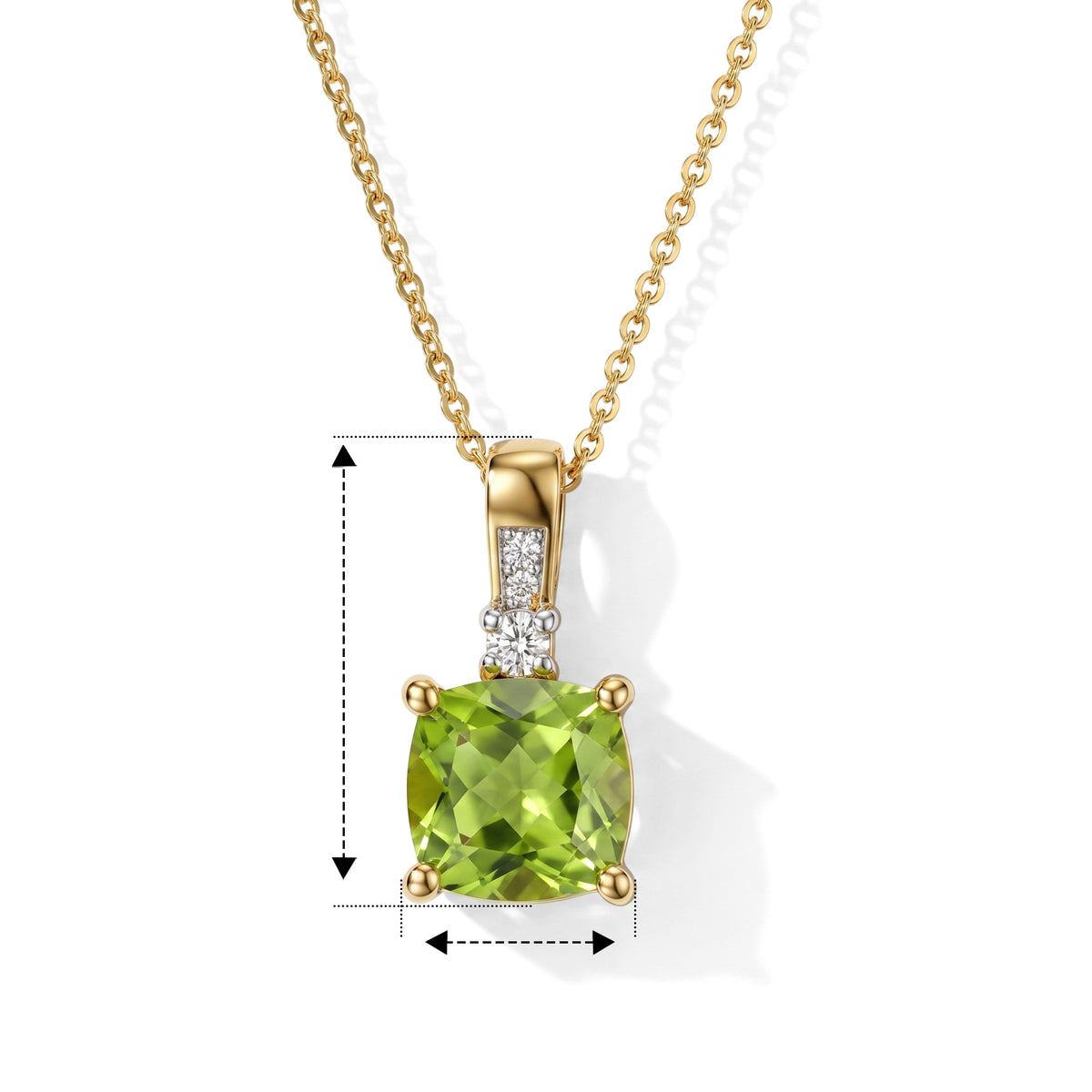 Luxuriant - Natural Hebei Peridot &amp; Lab Grown Diamond (SI/G-H) Pendant with Chain (Size 20) in 18K Vermeil Yellow Gold Plated Sterling Silver 2.37 Ct. 4510660 5