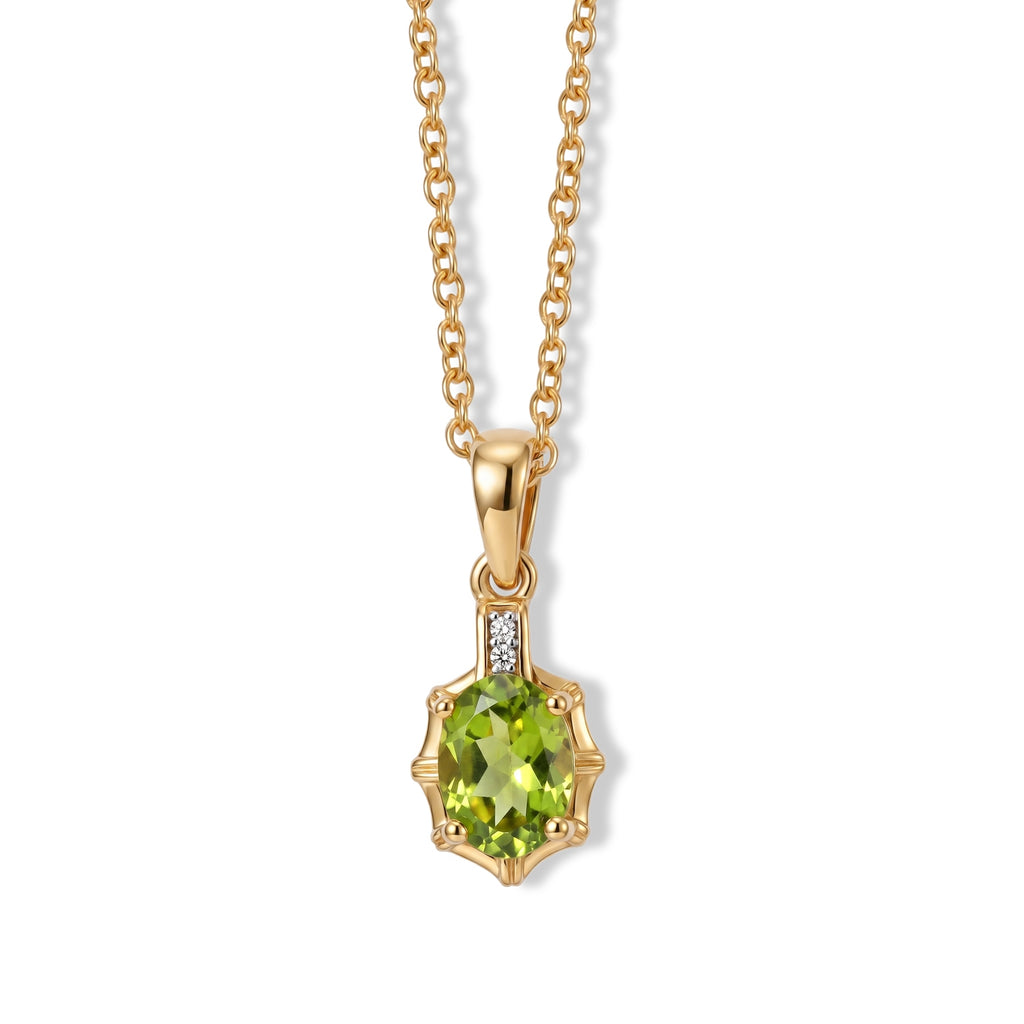 D'Joy - Peridot & White Zircon Pendant in Yellow Gold Plated Sterling Silver with Chain (Size 20) 1.25 Ct._4510661