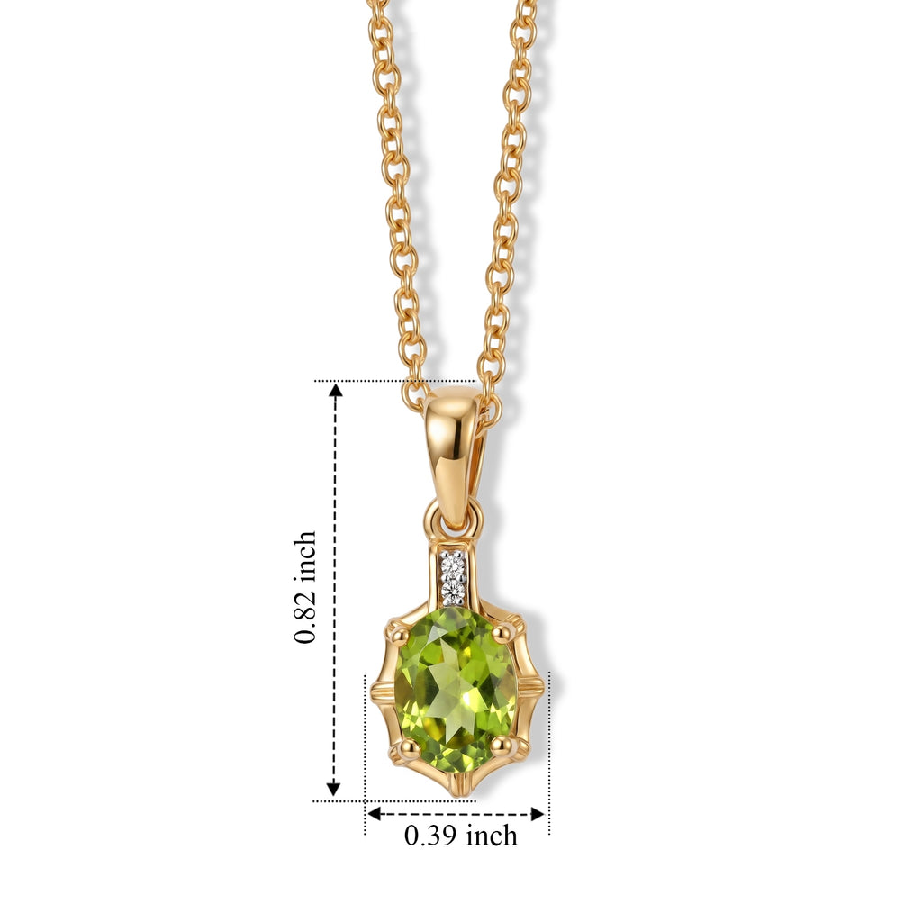 D'Joy - Peridot & White Zircon Pendant in Yellow Gold Plated Sterling Silver with Chain (Size 20) 1.25 Ct._4510661_4