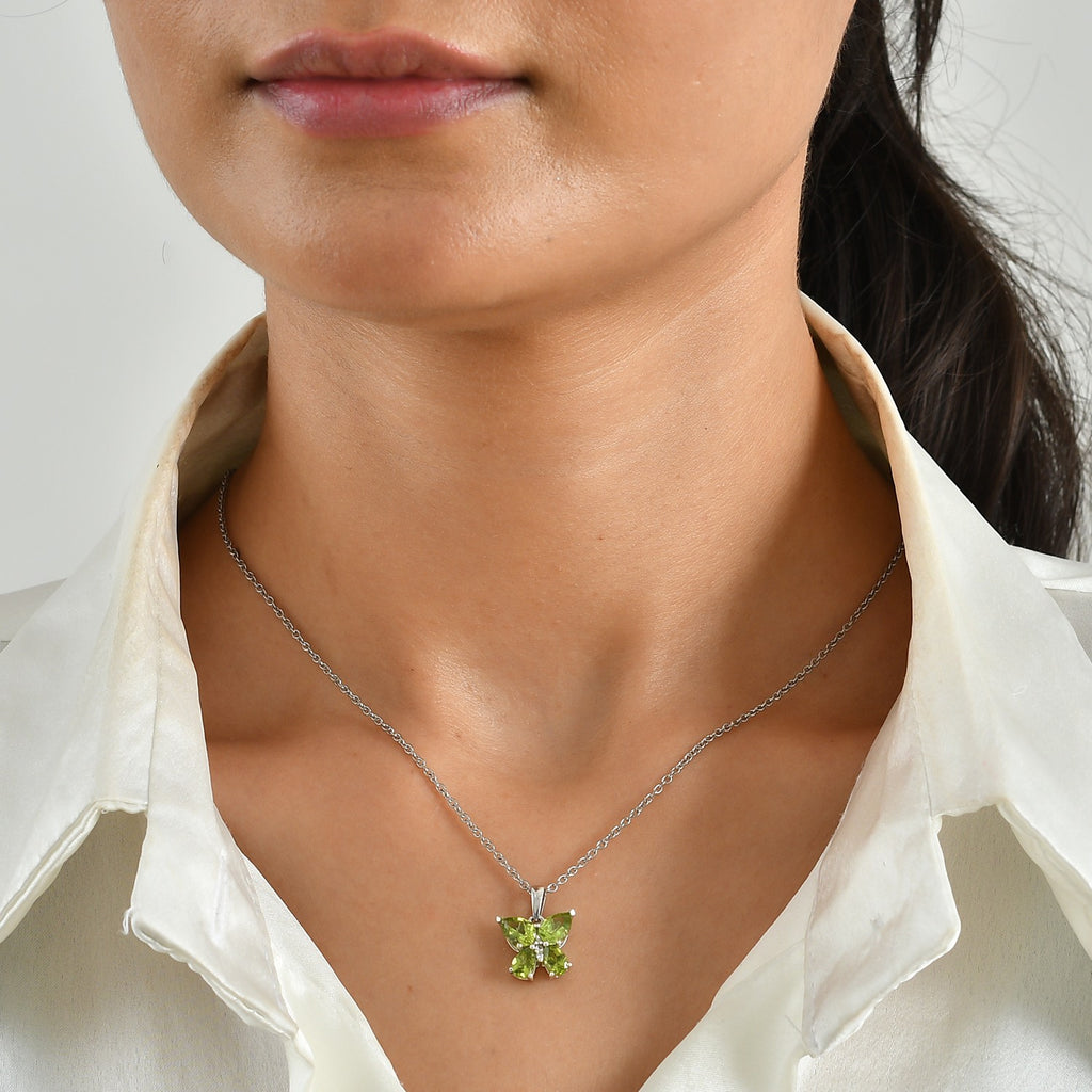 Luxuriant - Peridot & Lab Grown Diamond (SI/G-H) Pendant in Platinum Overlay Sterling Silver with Chain (Size 20) 2.40 Ct._4510662_1