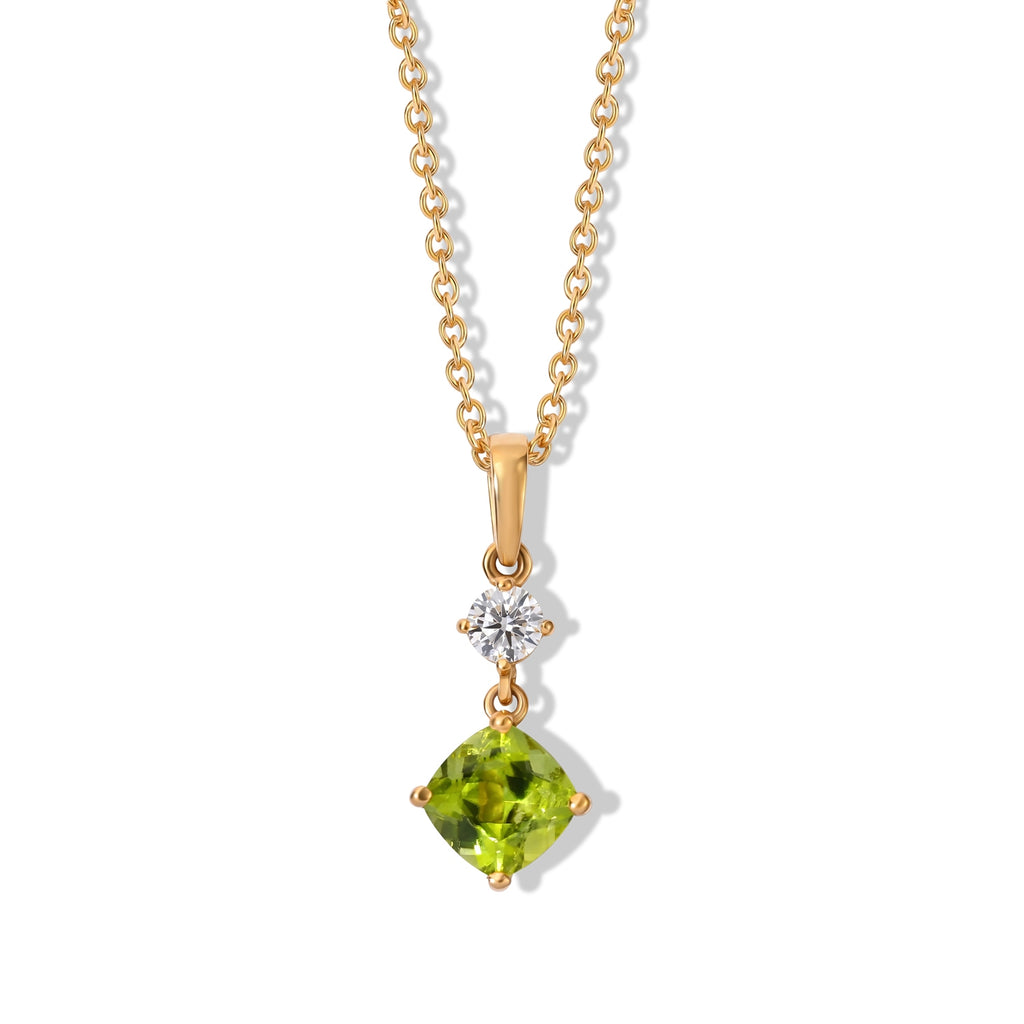 D'Joy - Peridot & Moissanite Pendant in Yellow Gold Plated Sterling Silver with Chain (Size 20) 1.80 Ct._4510664