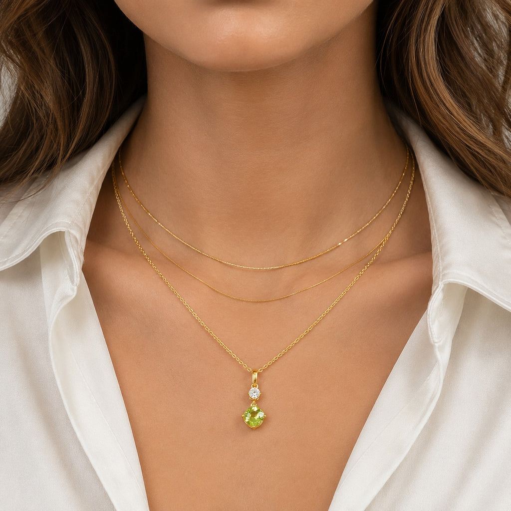 D'Joy - Peridot & Moissanite Pendant in Yellow Gold Plated Sterling Silver with Chain (Size 20) 1.80 Ct._4510664_2