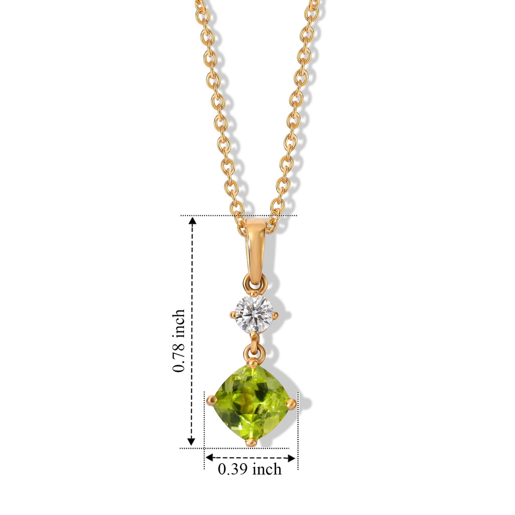 D'Joy - Peridot & Moissanite Pendant in Yellow Gold Plated Sterling Silver with Chain (Size 20) 1.80 Ct._4510664_4