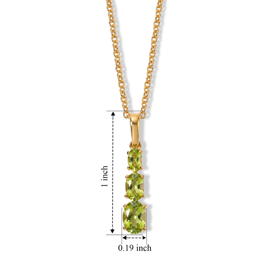D'Joy - Peridot Pendant in Yellow Gold Plated Sterling Silver with Chain (Size 20) 1.50 Ct._4510666_4
