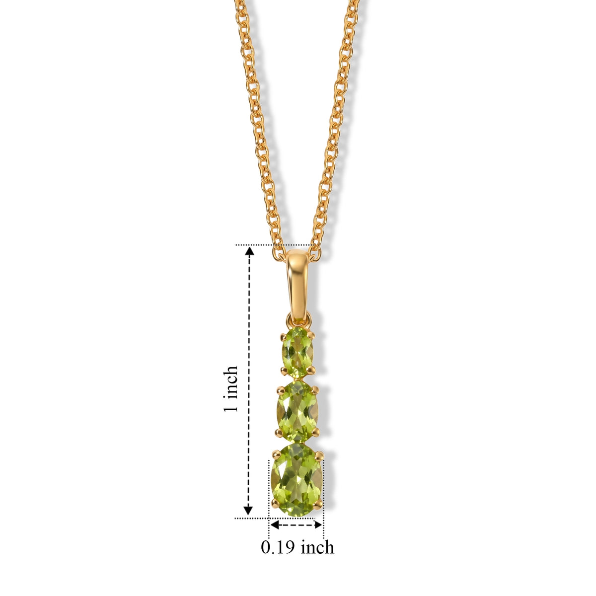 D'Joy - Natural Hebei Peridot Trilogy Drop Pendant in Yellow Gold Plated Sterling Silver with Chain (Size 20) V32568887 5